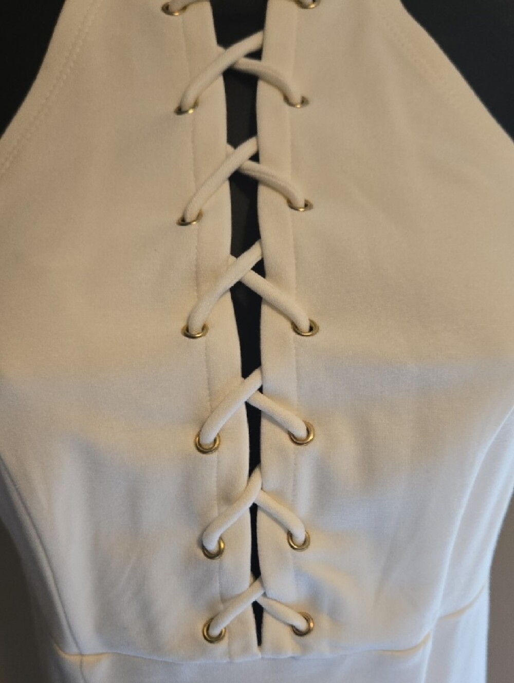bebe  White Lace-Up Halter Top NWT XS